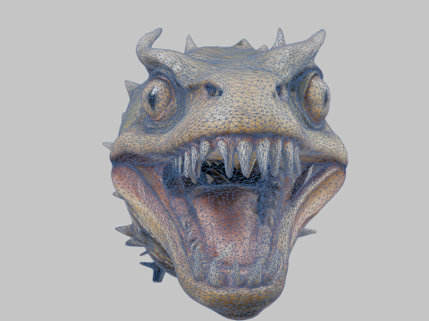 Голова монстра рептилии фэнтези 3D Модель
