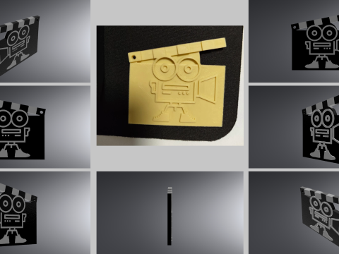 Movie Clapper Camera Keychain and Fridge Magnet 3D Print Model