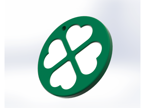 Lucky Clover Keychain Minimal 3D Printable Charm 3D Print Model