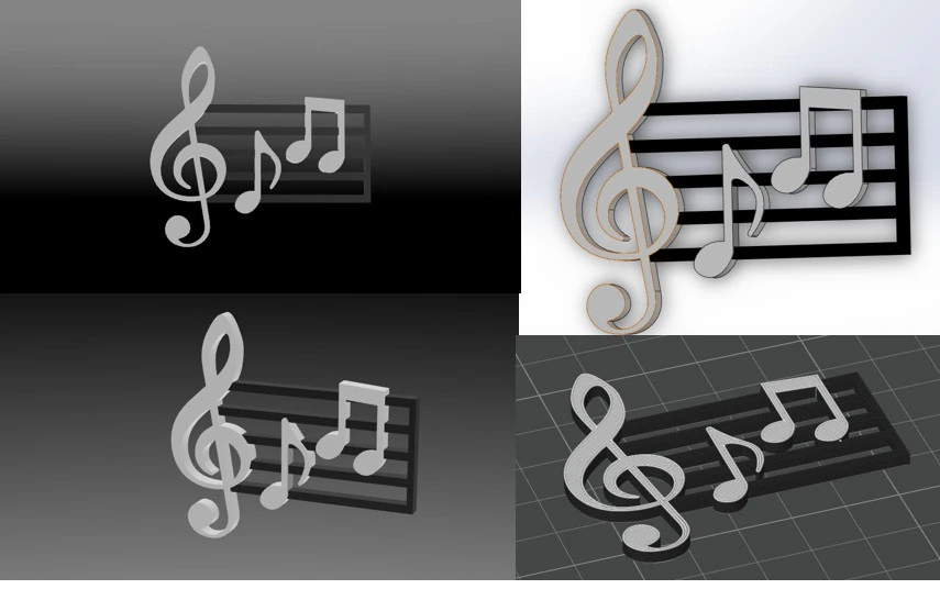 Musical Notes Fridge Magnet 3D Print STL No Support Needed 3D Print Model .c4d .max .obj .3ds .fbx .stl .blend 