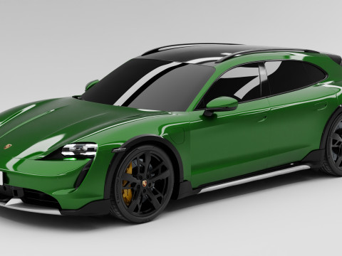Porsche Taycan Turbo S Cross Turismo With Interior 3D Model