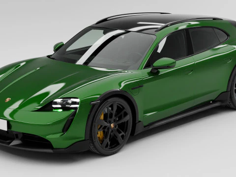 Porsche Taycan Turbo S Cross Turismo With Interior 3D Model