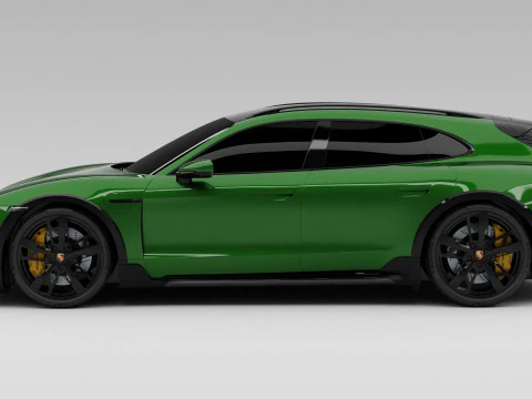 Porsche Taycan Turbo S Cross Turismo With Interior 3D Model