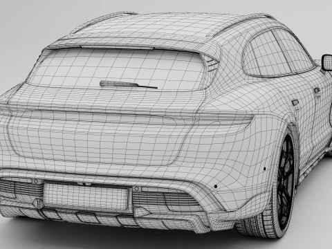 Porsche Taycan Turbo S Cross Turismo With Interior 3D Model