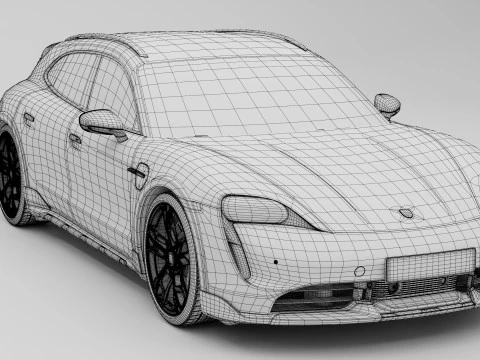 Porsche Taycan Turbo S Cross Turismo With Interior 3D Model