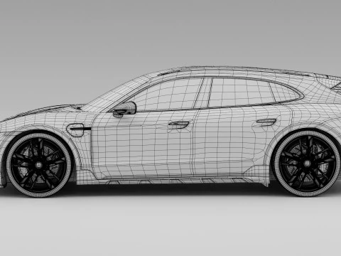 Porsche Taycan Turbo S Cross Turismo With Interior 3D Model