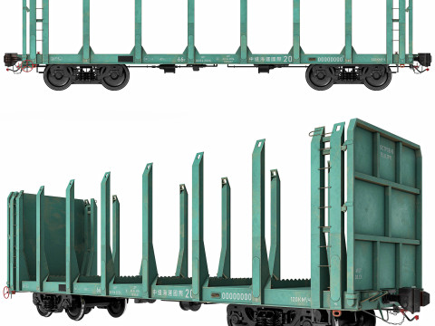 Flatcar 13-198 para madeira Modelo 3D