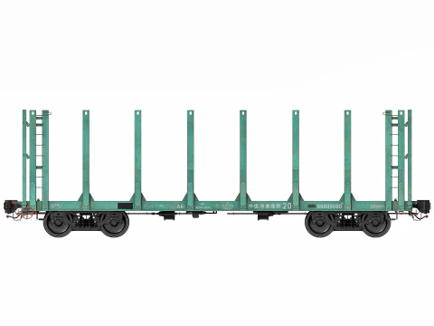 Flatcar 13-198 for timber 3D Model