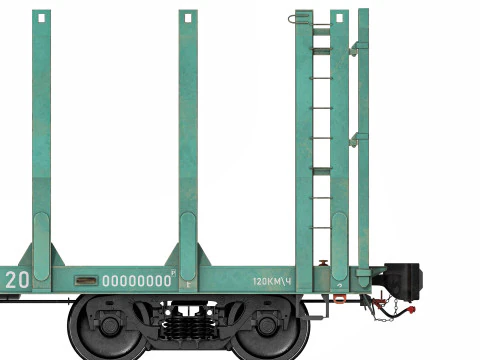 Flatcar 13-198 for timber 3D Model