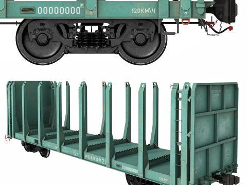 Flatcar 13-198 for timber 3D Model