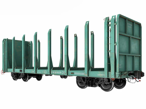 Flatcar 13-198 for timber 3D Model