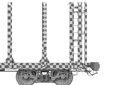 Flatcar 13-198 for timber 3D Model