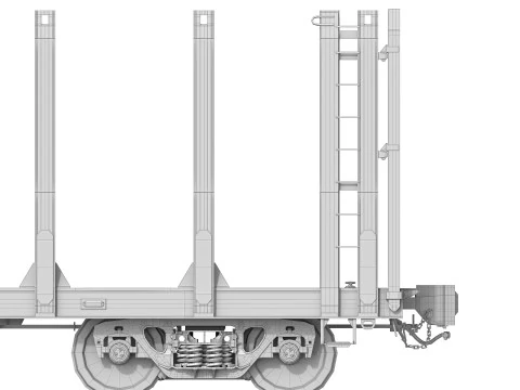 Flatcar 13-198 for timber 3D Model