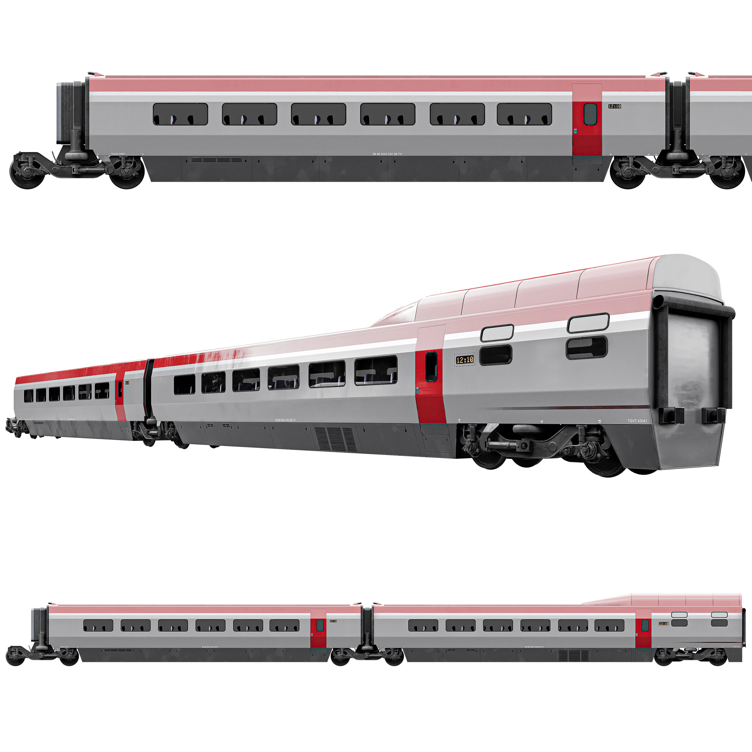 TGV PBKA THALYS-Wagon 3D Model .c4d .max .obj .3ds .fbx .stl .blend