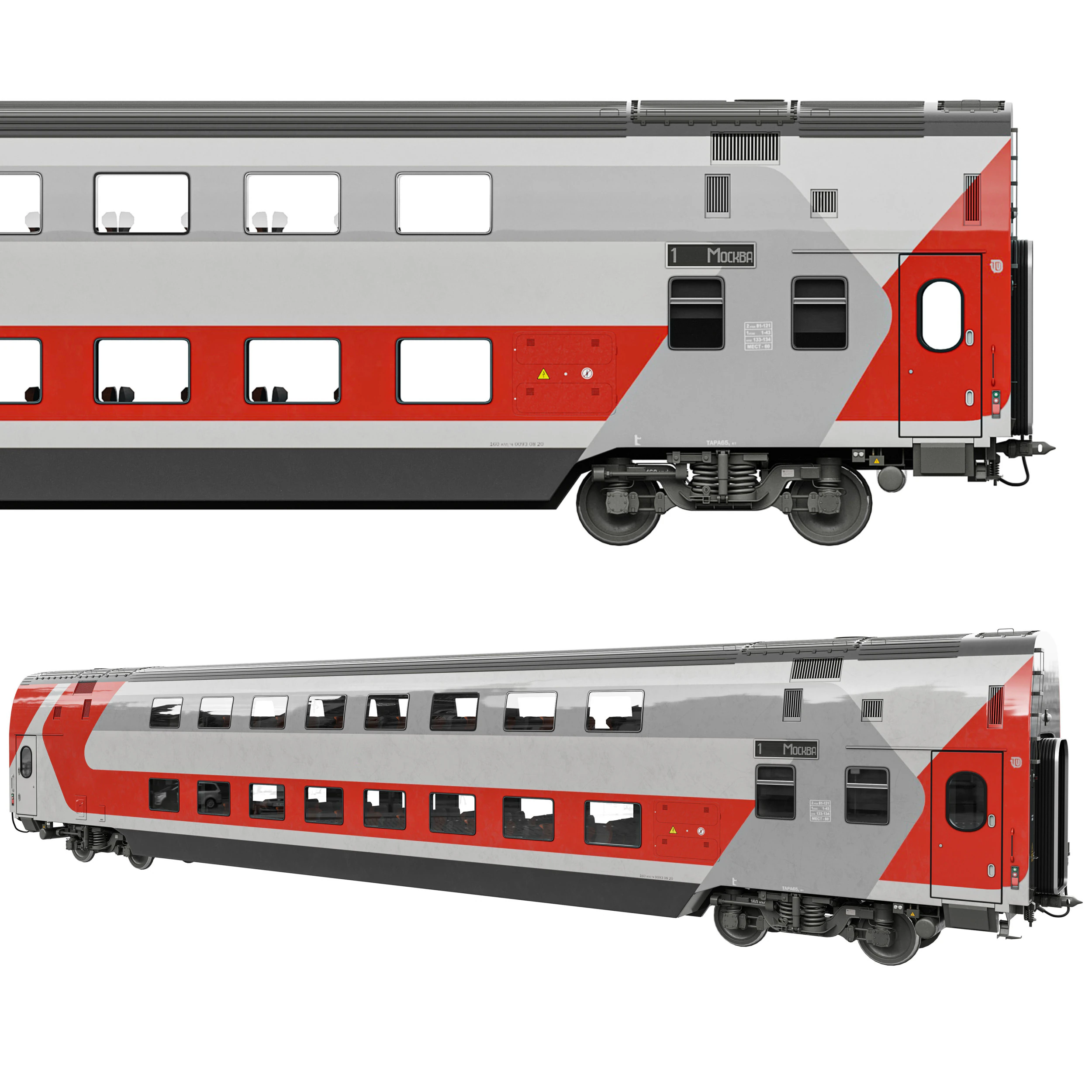 Double-decker wagon 61-4492 3D Model .c4d .max .obj .3ds .fbx .stl .blend 