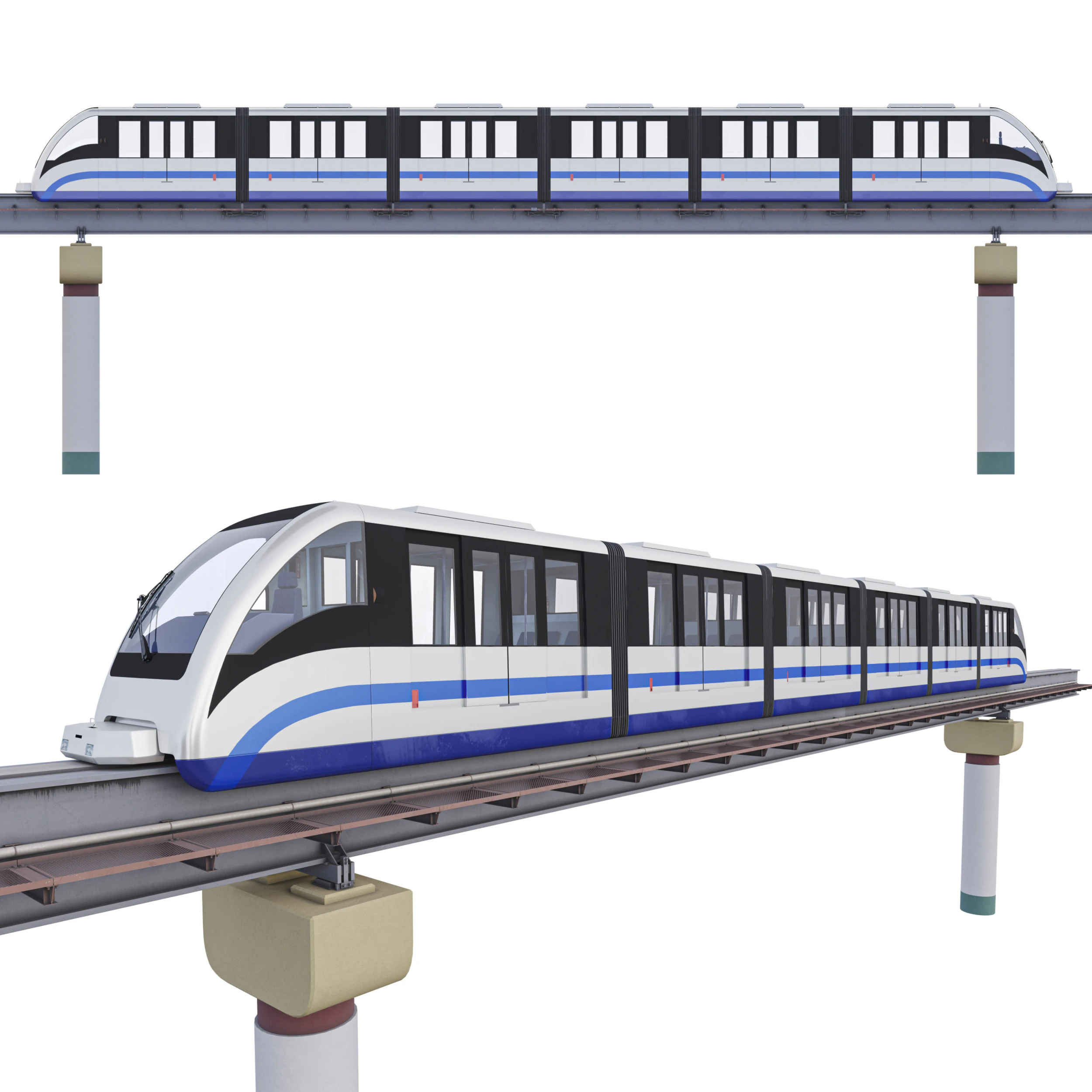 MOSCOW monorail EPS-01 and PATH 3D Model .c4d .max .obj .3ds .fbx .stl .blend