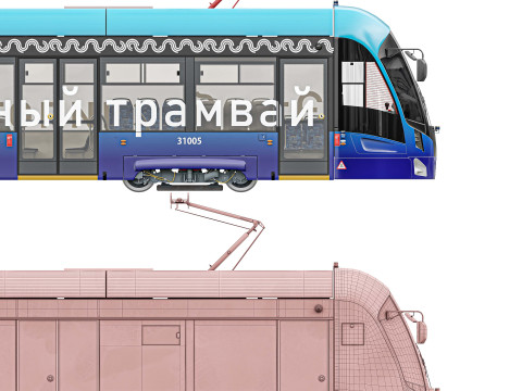 Безпілотний трамвай 3D Модель
