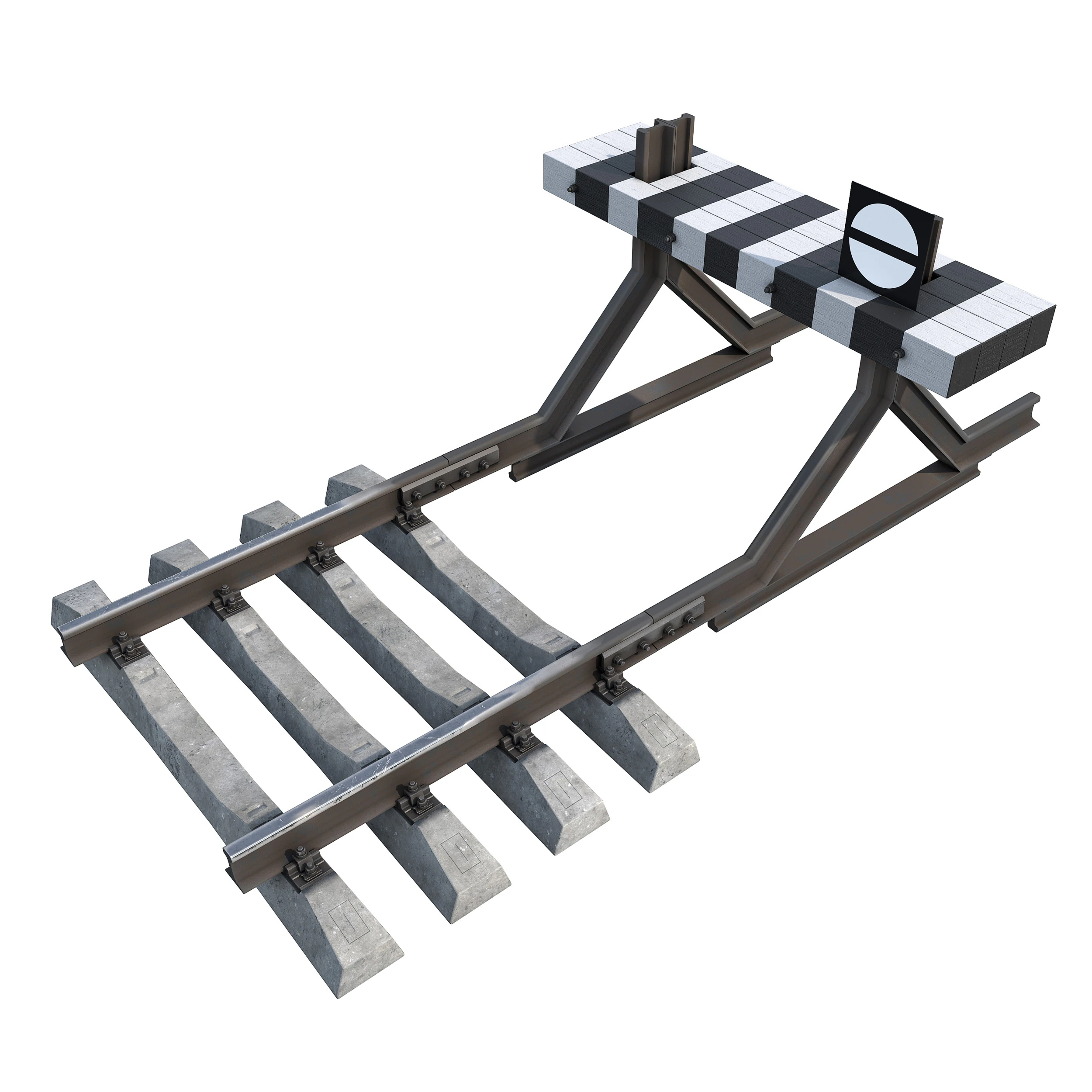 Railway dead-end stop 3D Model .c4d .max .obj .3ds .fbx .stl .blend