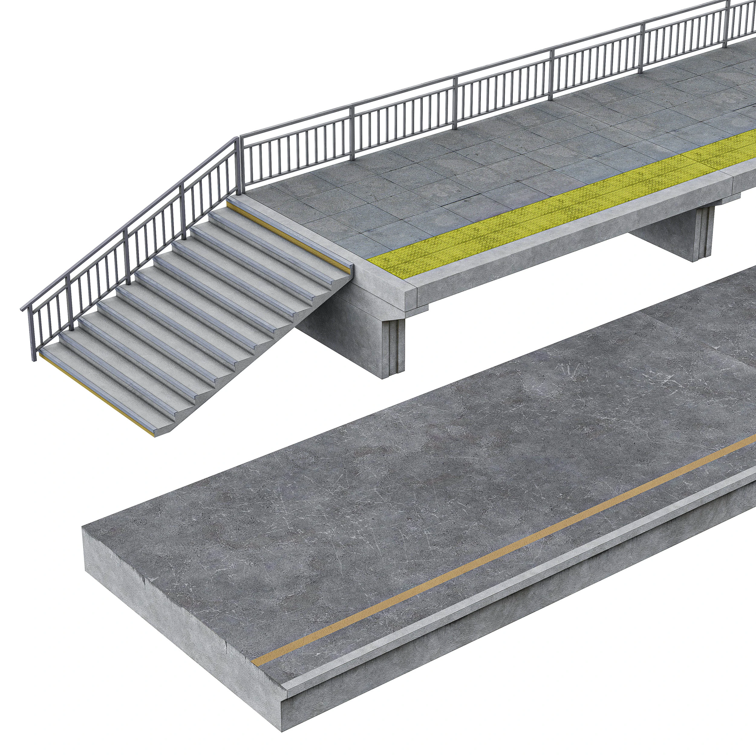 Railway platform 3D Model .c4d .max .obj .3ds .fbx .stl .blend 