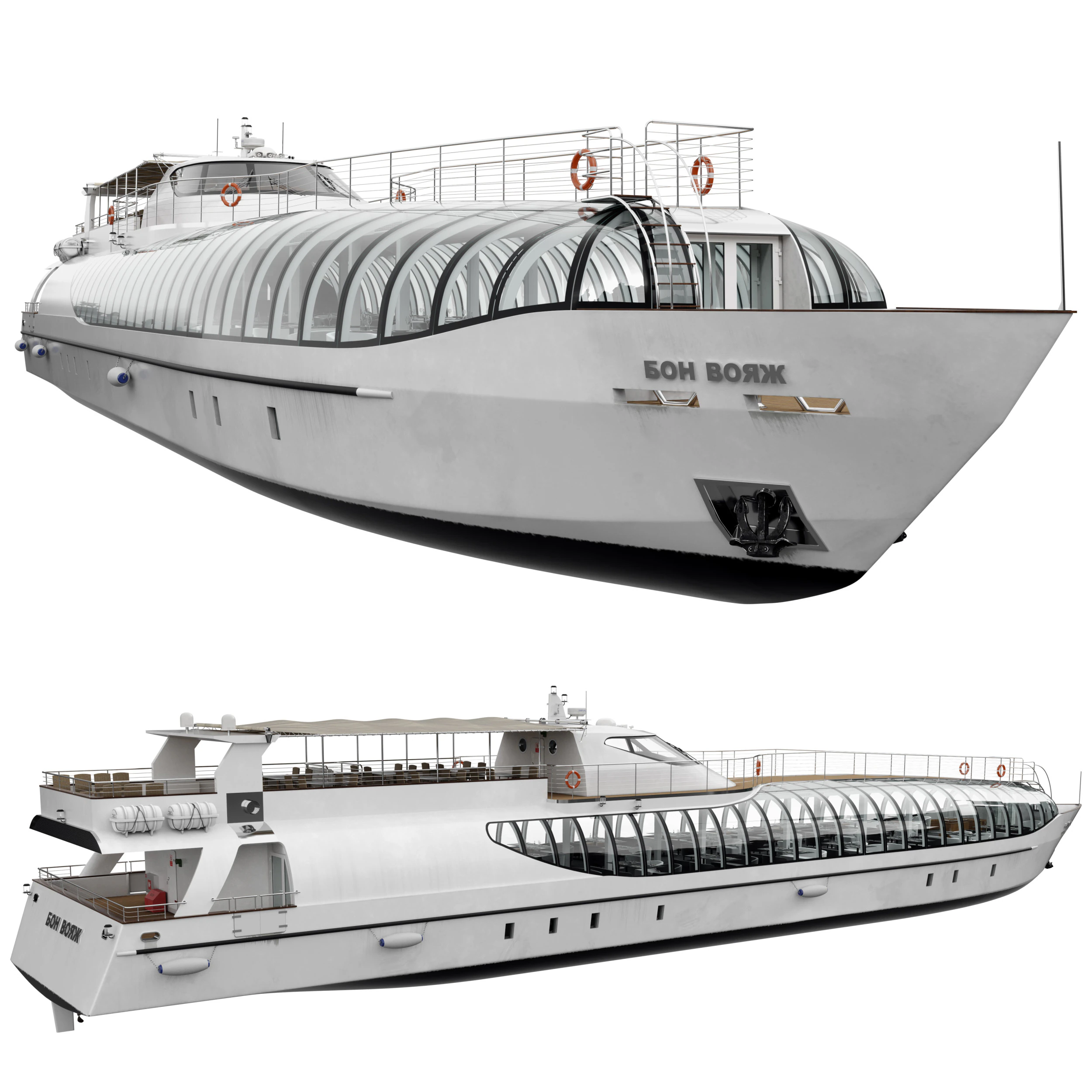 Radisson Royal Flotilla Yacht 3D Model .c4d .max .obj .3ds .fbx .stl .blend