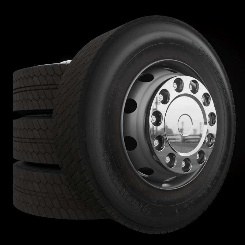 Truck wheel 3D Model .c4d .max .obj .3ds .fbx .stl .blend 