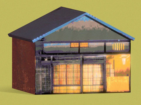 PSX Japanisches traditionelles Haus 3D Modell