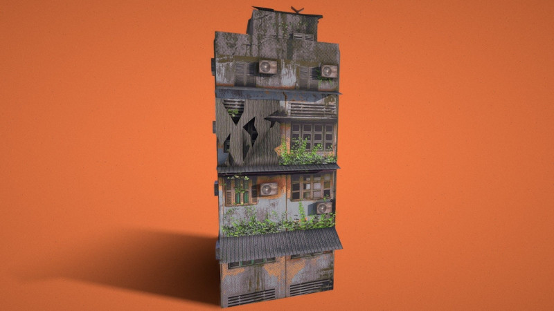 Gedung Kumuh Bertumpuk Kumuh PSX Model 3D .c4d .max .obj .3ds .fbx .stl .blend 