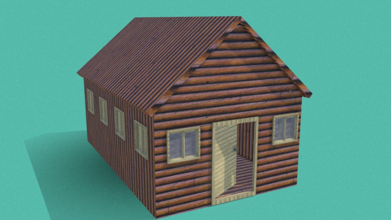 Деревянный Коттедж PSX 3D Модель .c4d .max .obj .3ds .fbx .stl .blend