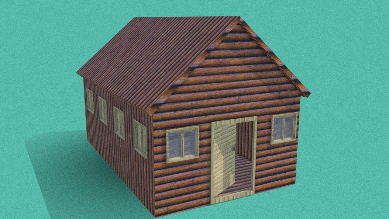 Wooden Cottage House PSX 3D Model .c4d .max .obj .3ds .fbx .stl .blend 