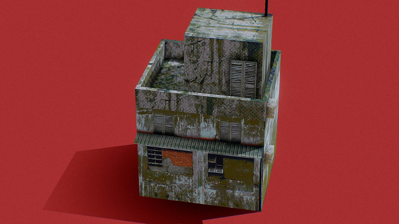Small Abandoned House PSX 3D Model .c4d .max .obj .3ds .fbx .stl .blend
