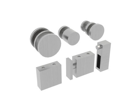 Sliding Door Hardware Components Rollers Tubes Stoppers Connectors 3D Model