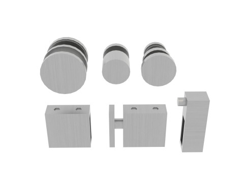 Sliding Door Hardware Components Rollers Tubes Stoppers Connectors 3D Model