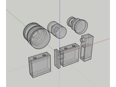 Sliding Door Hardware Components Rollers Tubes Stoppers Connectors 3D Model