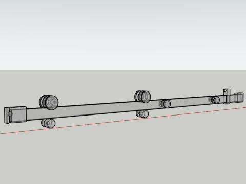Sliding Door Hardware Components Rollers Tubes Stoppers Connectors 3D Model