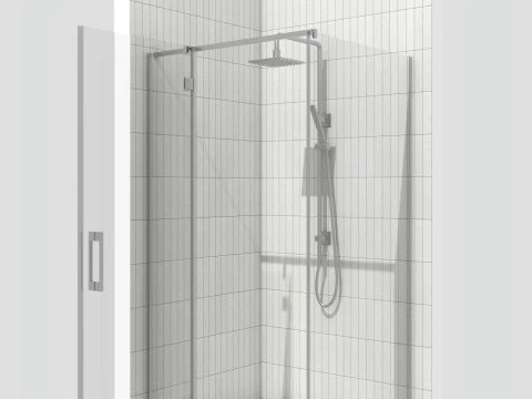 Box doccia battente in vetro con ferramenta - Modello 3D