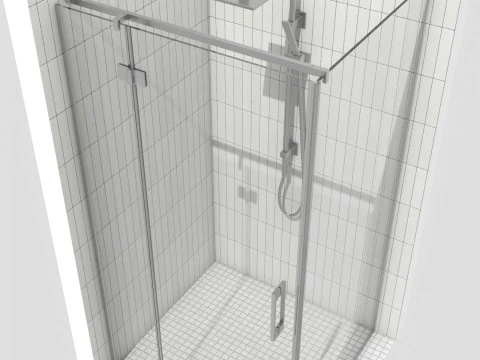 Box doccia battente in vetro con ferramenta - Modello 3D