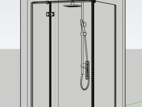 Box doccia battente in vetro con ferramenta - Modello 3D