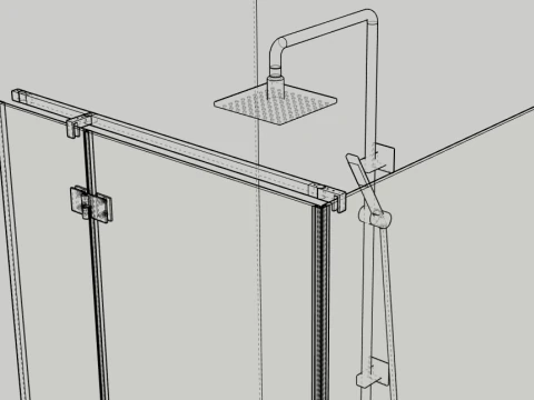 Box doccia battente in vetro con ferramenta - Modello 3D