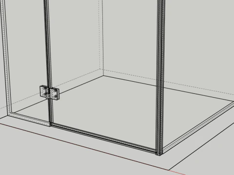 Box doccia battente in vetro con ferramenta - Modello 3D