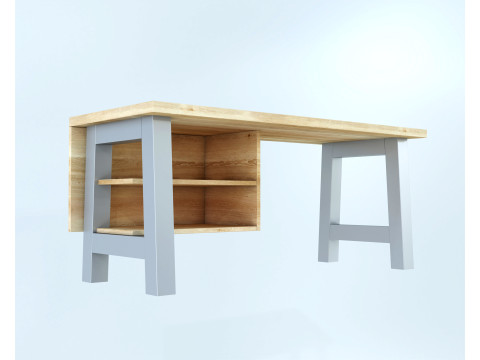 Meja Skandinavia dengan Rak Model 3D