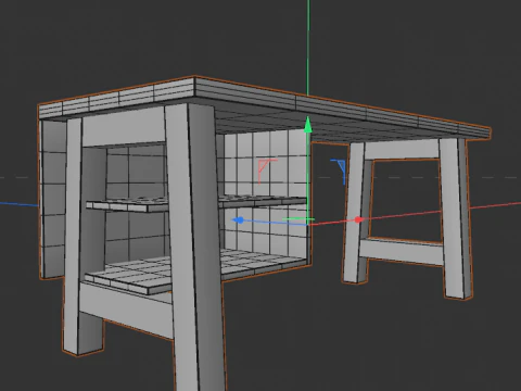 Scrivania scandinava con ripiani Modello 3D