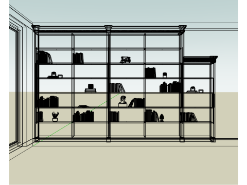 Model rak buku Model 3D