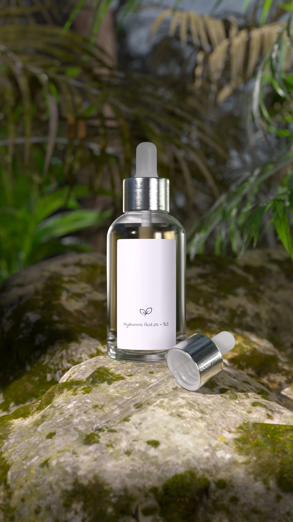 3D render of glass cosmetic bottle 3D Model .c4d .max .obj .3ds .fbx .stl .blend 