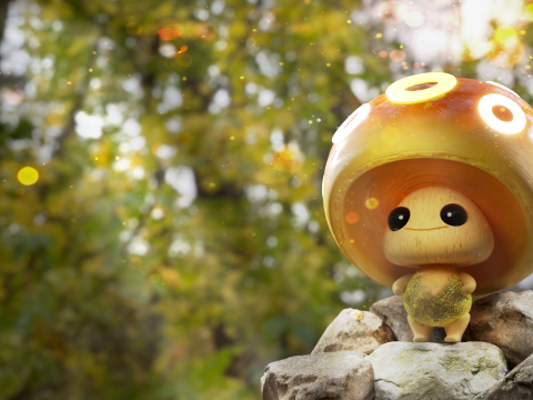 of a mushroom on a stone 3D Model