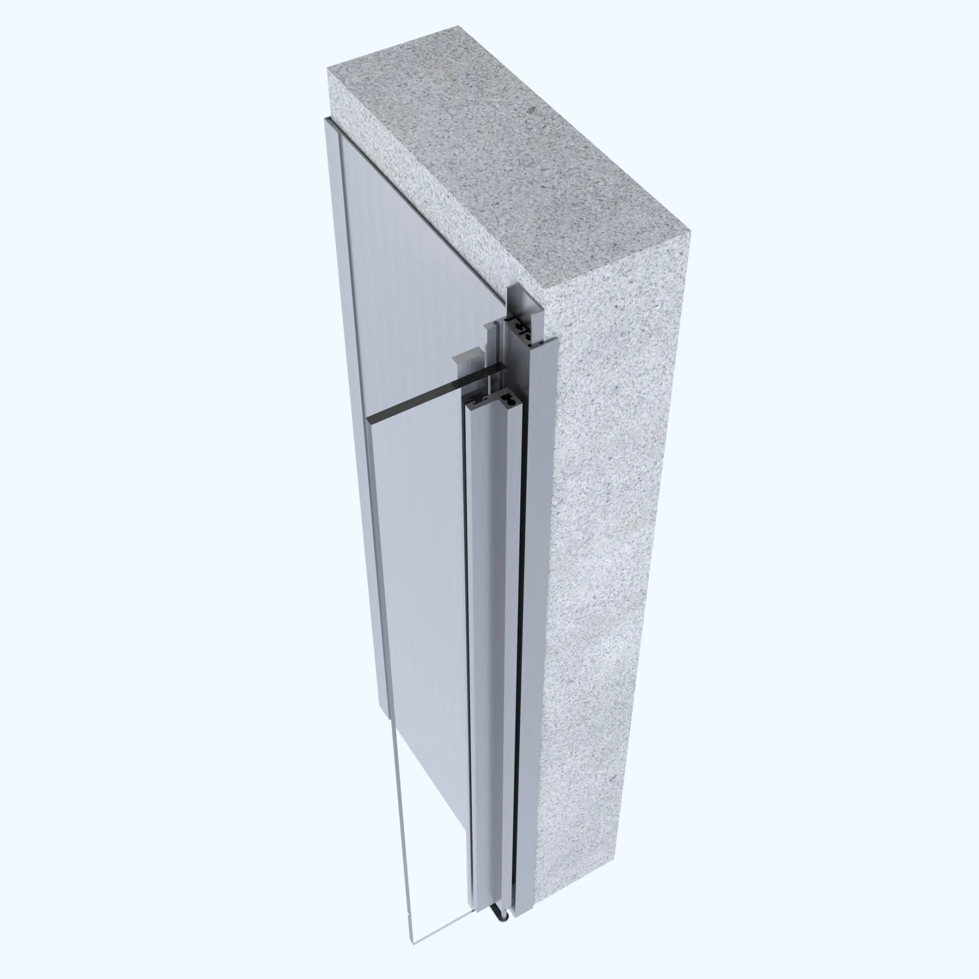 Aluminum Door Frame Hinge Assembly with Glass 3D Model .c4d .max .obj .3ds .fbx .stl .blend