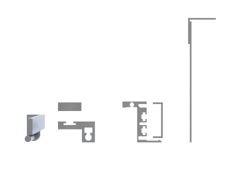 Aluminum Door Frame Hinge Assembly with Glass 3D Model