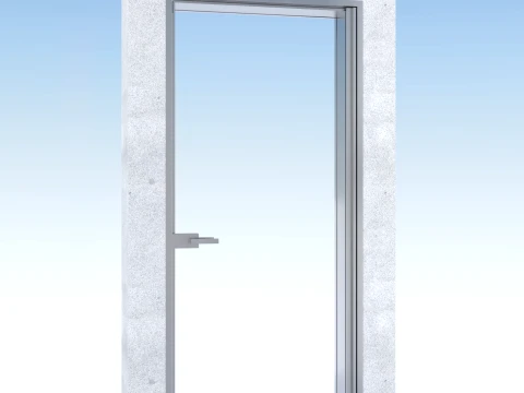 Aluminum Door Frame Hinge Assembly with Glass 3D Model