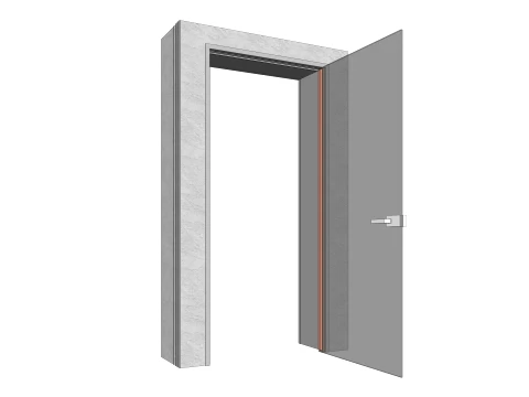 Aluminum Door Frame Hinge Assembly with Glass 3D Model