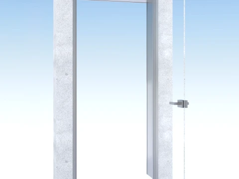 Aluminum Door Frame Hinge Assembly with Glass 3D Model
