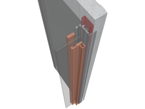 Aluminum Door Frame Hinge Assembly with Glass 3D Model